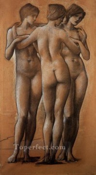  Burne Canvas - The Three Graces PreRaphaelite Sir Edward Burne Jones